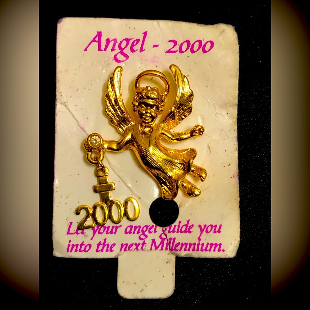 Vintage Gold Tone millennium ángel guardián.. excellent condition like new